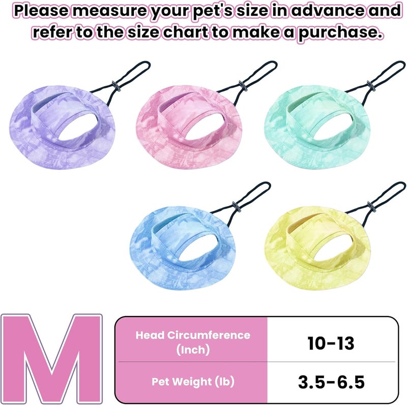 ETOFIXEE Cat Bucket hat, Dog Round Cap with Ear Holes, Adjustable Sun Protection Sport hat for Small and Medium-Sized Pets. (Pink, M) - Image 5